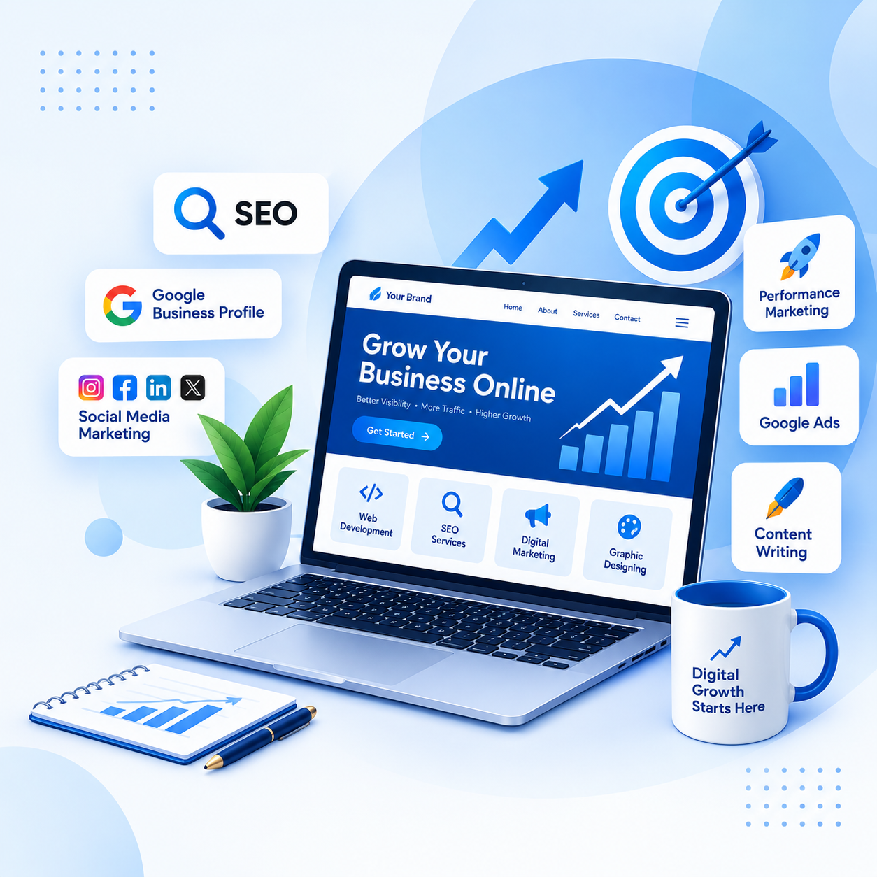 Digital marketing services in India including SEO, Google Business Profile, social media marketing and performance marketing
